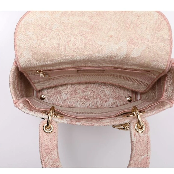 Cheap Toile Jouy D-lite Medium Motif Lady Bag de Pink Canvas 0725 Luxury